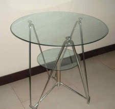 南京隆旺办公家具  办公洽谈桌简约时尚上下双层玻璃圆桌