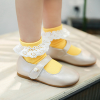 儿童袜子 韩国纯蕾丝花边公主棉袜1-3-5-7-9岁双针短袜女宝宝袜子