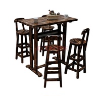 碳化木防腐木酒吧专用桌椅餐桌户外休闲桌 饭店桌子一套 单个椅子