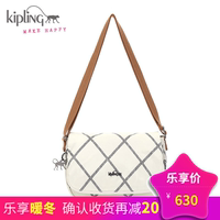 Kipling17春季新款背提包单肩斜跨包K14290米白色菱形印花