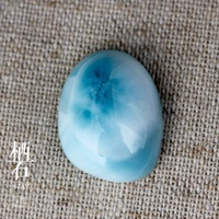 栖石原创 天然高品质精品拉利玛海纹石吊坠裸石 绝美蓝色宝石