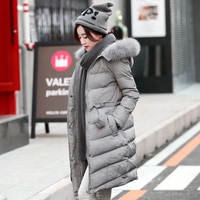 2015冬装新款韩版修身大毛领连帽中长款棉衣女收腰显瘦女士棉衣潮