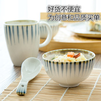 剑林创意日式和风餐具瓷碗饭碗家用米饭碗陶瓷情侣碗筷套装陶瓷碗
