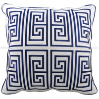 中式新古典白色蓝色绣花刺绣抱枕别墅家居红木沙发靠垫靠包样板间