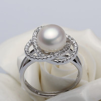 DIY珍珠配件 时尚小号鸟巢款开口可调节戒指 天然珍珠戒指环空托
