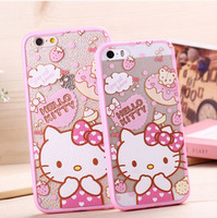 iphone 5s 6 6P hellokitty 粉色磨砂保护壳卡通手机壳手机套包邮