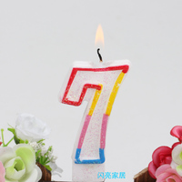 彩色粘粉数字蜡烛儿童生日快乐派对蛋糕店专用品创意浪漫布置批发