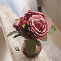 (花+花瓶)仿真玫瑰花套装欧式田园客厅装饰绢花茶几摆件花卉花艺