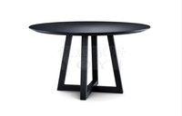 优意直销简约创意黑色餐桌家用实木饭台圆形咖啡茶桌设计师定制