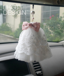 韩版纯手工 梦幻蕾丝汽车挂件 后视镜车用挂饰 女式汽车饰品