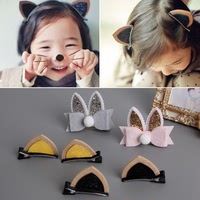韩国儿童立体双层猫耳夹子 亮片耳朵 宝宝发夹可爱萌范 儿童头饰