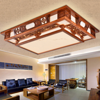 中式吸顶灯中式客厅灯长方形沙比利实木雕花灯具仿古卧室书房灯具
