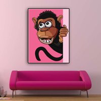 新品可爱粉色大猩猩儿童房现代装饰画个性简约客厅沙发背景墙挂画