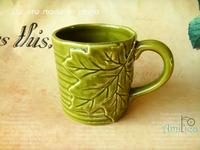AMILICA HOME绿色浮雕马克杯|咖啡杯|陶瓷水杯|马克杯|牛奶早餐杯