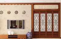 东阳木雕中式电视背景墙 仿古实木镂空花格门窗 玄关隔断屏风