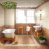 哈德逊 黄色格子 欧式田园卫生间防滑耐磨地砖 厨卫配套墙砖瓷砖