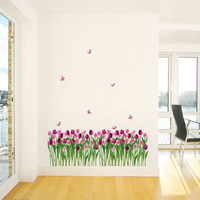 韩国墙贴DIY红色郁金香墙贴墙壁贴沙发背景墙漂亮窗贴玻璃瓷砖贴