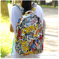 韩国 必备百搭潮牌滑板少女supreme迷彩涂鸦双肩包书包背包