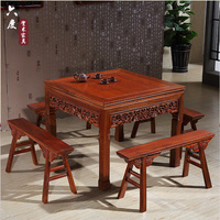 红木八仙桌 实木餐桌椅组合 中式餐桌四方桌 非洲花梨木餐厅家具