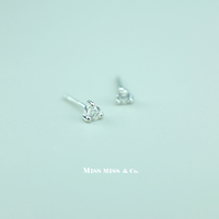 MISSMISS925银饰随形系列 手工纯银锆石情侣三角形耳钉防过敏