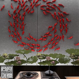 陶瓷鲤鱼群创意立体墙饰 简约现代家居软装设计酒店墙壁3D装饰品