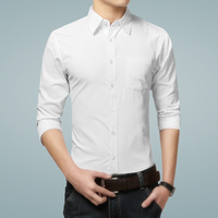 2016春装男士新款大码长袖衬衫修身青少年职业装衬衣工装衬衫