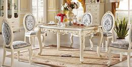纯天然欧式大理石餐桌 高贵法式环保实木餐桌椅组合  圆形长方形