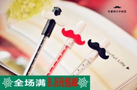 日韩创意黑色透明卡通文具胡子造型中性笔全针管水笔7237