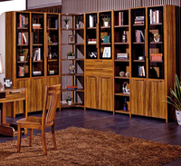 现代中式实木书柜自由组合4门5门转角书柜书架书橱置物架书房家具