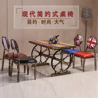 欧式餐椅子复古做旧美甲椅铁艺酒店餐桌椅圆靠背休闲椅