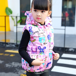 女童秋冬款涂鸦马甲韩版童装新款儿童加棉加厚棉马夹背心
