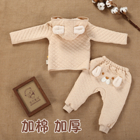 新款婴儿外套两件套秋冬季1男女童棉衣2岁宝宝连帽套装3纯棉加厚