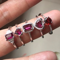 石榴石戒指 925银镶嵌纯银戒指女 紫红莫桑比克 天然红宝石 指环