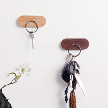 钥匙收纳器胡桃木钥匙磁铁壁挂实木挂钩原木墙面装饰吸铁磁预售
