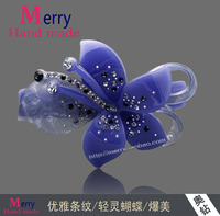 MERRY专柜 亚克力盘发夹经典水钻蝴蝶弹簧夹花朵顶夹发卡子头饰品