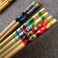 儿童筷子天然竹木筷卡通小孩餐具宝宝家用防滑短筷子四双套装包邮
