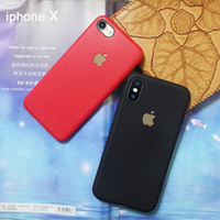9.9iphone6s手机壳10苹果7plus硅胶纯黑皮纹标志带logo/苹果X软壳