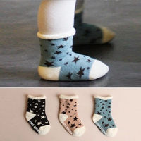 韩版新款冬季加厚毛巾袜 五角星松口毛圈儿童袜婴儿宝宝防滑袜子