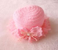 原创蕾丝花朵婴儿公主帽 宝宝秋季新款花边遮阳帽 手工编织棉线帽