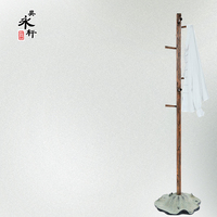 新中式创意客厅卧室摆件装饰落地衣帽架子立式挂架衣服实木衣架