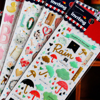 满38包邮 出口sticker水晶贴纸小雨伞冰淇淋花朵小兔子桃心小贴画