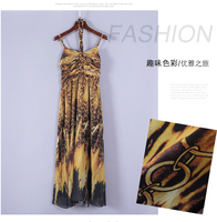 品牌女装折扣 台湾芳芳 长款吊带豹纹性感连衣裙沙滩裙9051E