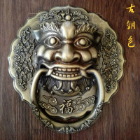 中式仿古家具配件纯铜实木门环狮子头福字大拉手玻璃门兽面拉环