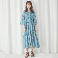 OP-3297韩国NAIN正品进口代购 女人图案印花褶皱连衣裙17新款夏