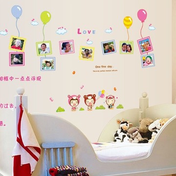 卡通娃娃 可爱气球相框照片贴 儿童房幼儿园客厅卧室墙贴纸