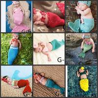 婴幼儿摄影服装新款影楼婴儿宝宝满月百天照拍照美人鱼手工毛线品