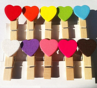 木木爱♥彩色爱心木夹子 木制相片夹DIY照片装饰小夹子 3.5厘米