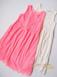 欧美1-10岁女童夏季蕾丝连衣裙 大童白色粉色公主裙背心裙中长款
