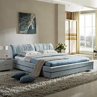 布艺床可拆洗双人床 棉麻布床北欧床简约现代小户型储物床实木