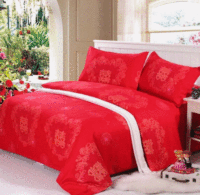 品喜庆床品喜字被单1.8m床大红色床单单件婚庆加厚磨毛布料结婚用